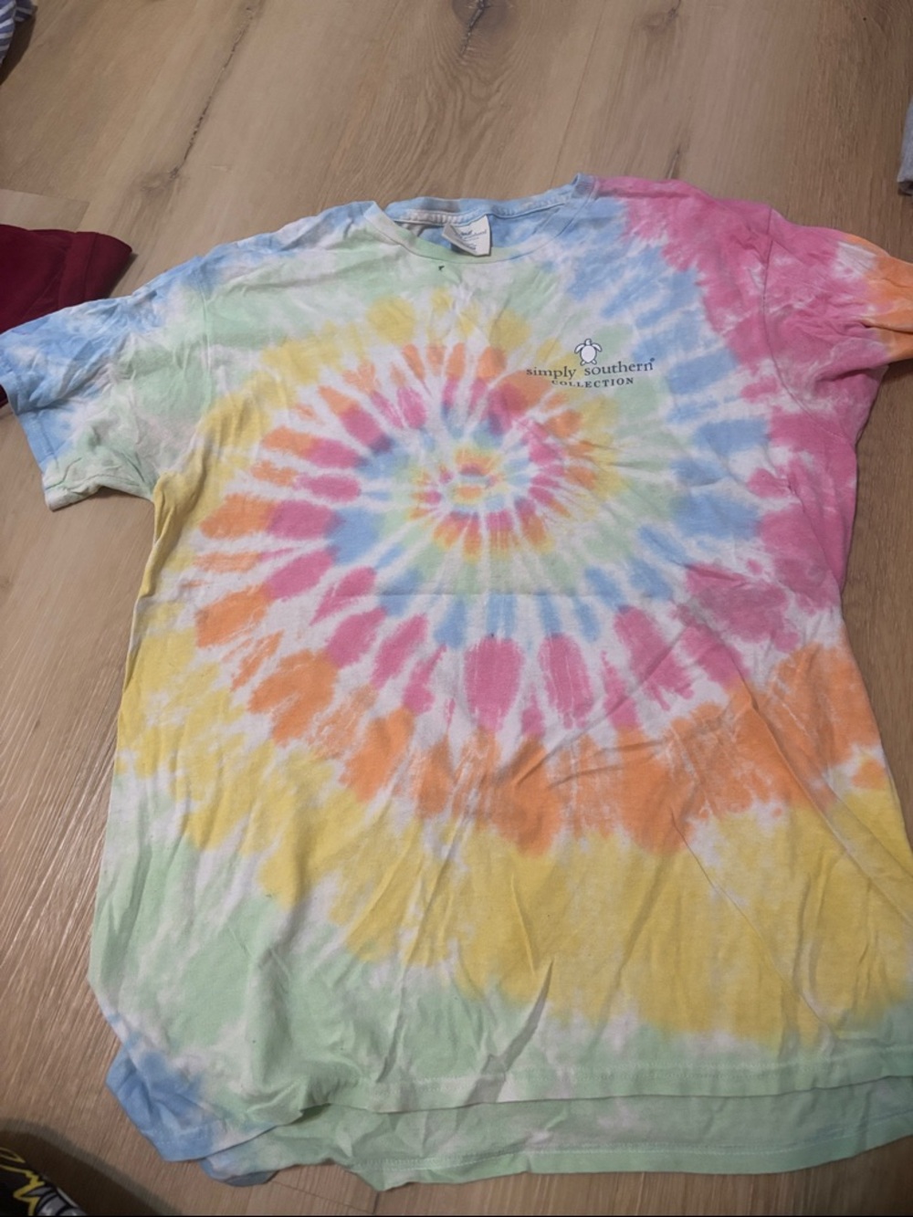 Simply Southern Pastel Spiral Tie-Dye Tee - Pink, Blue, Yellow, Green, Orange